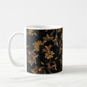 Embroidery renaissance golden floral seamless patt coffee mug