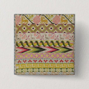 Embroidery sampler 2 inch square button