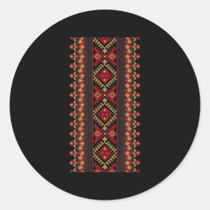 Embroidery Ukraine Vyshyvanka Print Ethnic Pattern Classic Round Sticker