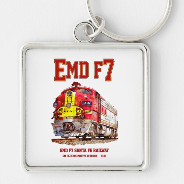 EMD F7 Santa Fe Warbonnet Diesel Locomotive. Keychain (Front)