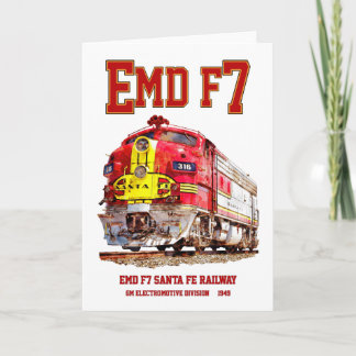 EMD F7 Santa Fe Warbonnet Diesel Locomotive. Thank You Card