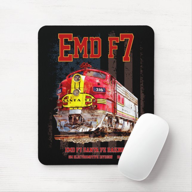 EMD F7 Santa Fe Warbonnet with American Flag. Mouse Pad (With Mouse)