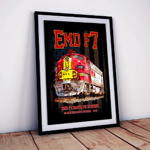 EMD F7 Santa Fe Warbonnet with American Flag. Photo Print