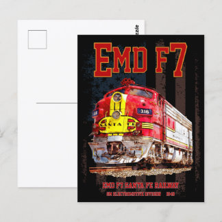 EMD F7 Santa Fe Warbonnet with American Flag. Postcard