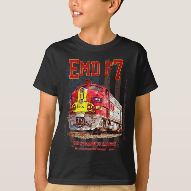 EMD F7 Santa Fe Warbonnet with American Flag. T-Shirt (Front)