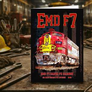 EMD F7 Santa Fe Warbonnet with American Flag. Thank You Card