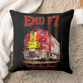 EMD F7 Santa Fe Warbonnet with American Flag. Throw Pillow