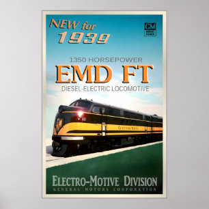 EMD FT Diesel Electric New Original Railroad Train Poster