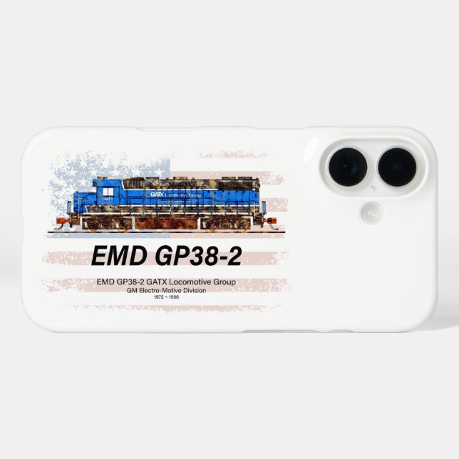 EMD GP38-2 Diesel Locomotive and American flag Case-Mate iPhone Case (Back (Horizontal))