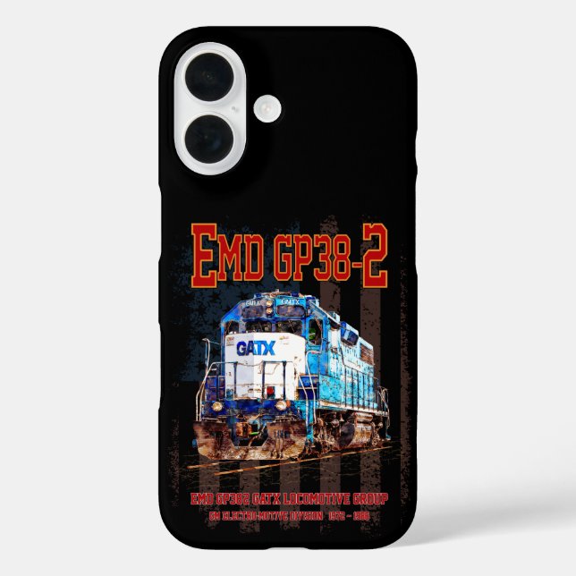 EMD GP38-2 Diesel Locomotive and American flag Case-Mate iPhone Case (Back)