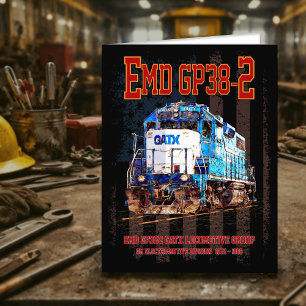 EMD GP38-2 Diesel Locomotive and American flag Thank You Card