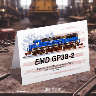 EMD GP38-2 Diesel Locomotive and American flag Thank You Card