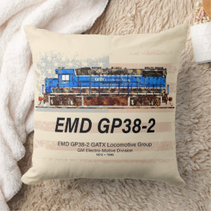 EMD GP38-2 Diesel Locomotive and American flag Throw Pillow