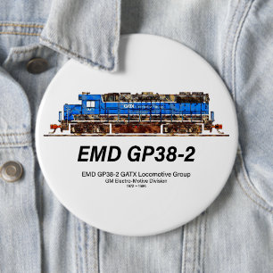 EMD GP38-2 Diesel Locomotive GATX blue and white 6 Inch Round Button