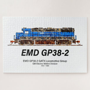 EMD GP38-2 Diesel Locomotive GATX blue and white Jigsaw Puzzle