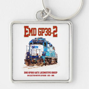 EMD GP38-2 Diesel Locomotive GATX blue and white Keychain