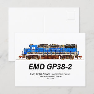 EMD GP38-2 Diesel Locomotive GATX blue and white Postcard