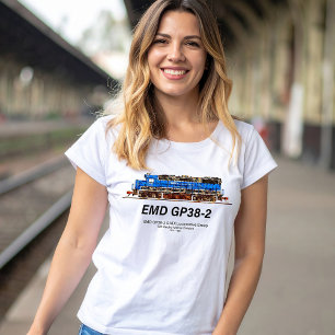 EMD GP38-2 Diesel Locomotive GATX blue and white T-Shirt