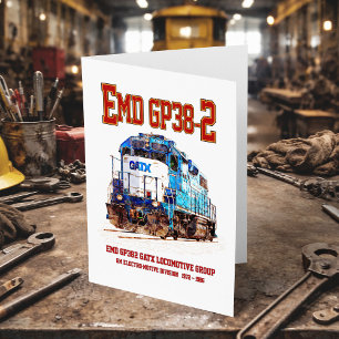 EMD GP38-2 Diesel Locomotive GATX blue and white Thank You Card