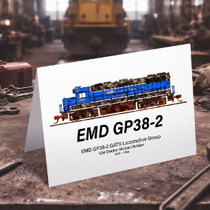 EMD GP38-2 Diesel Locomotive GATX blue and white Thank You Card