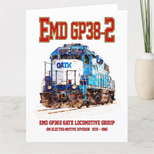 EMD GP38-2 Diesel Locomotive GATX blue and white Thank You Card