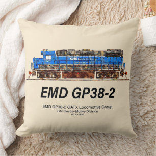 EMD GP38-2 Diesel Locomotive GATX blue and white Throw Pillow
