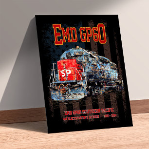 EMD GP60 Diesel Locomotive and American flag Photo Print