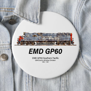 EMD GP60 Diesel Locomotive of Southern Pacific 6 Inch Round Button