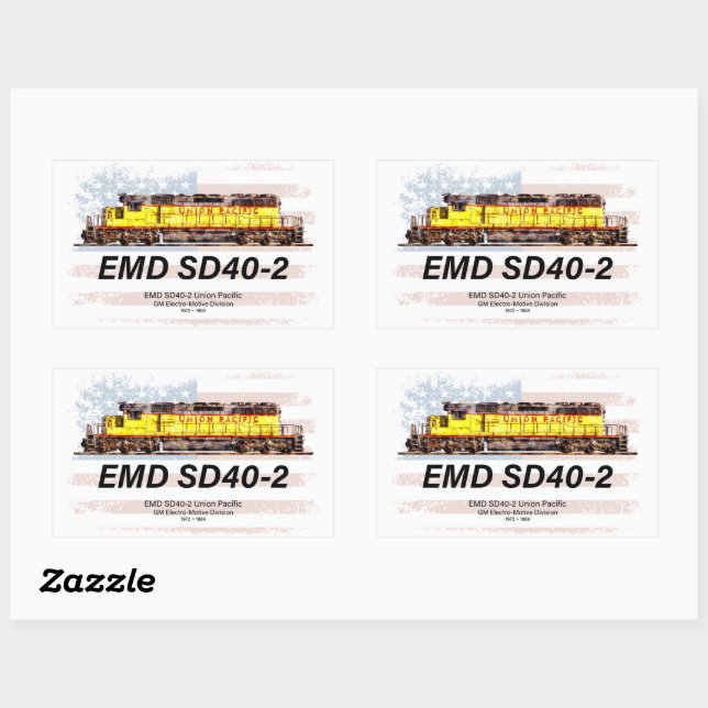 EMD SD40-2 Diesel Locomotive. American flag Sticker (Sheet)