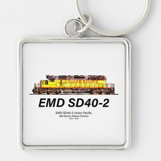 EMD SD40-2 Diesel Locomotive. Union Pacific Keychain (Front)