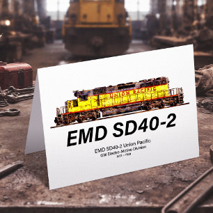 EMD SD40-2 Diesel Locomotive. Union Pacific Thank You Card