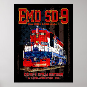 EMD SD-9 Locomotive USA 250th Anniversary Livery Poster