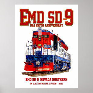 EMD SD-9 USA 250th Anniversary Heritage Locomotive Poster