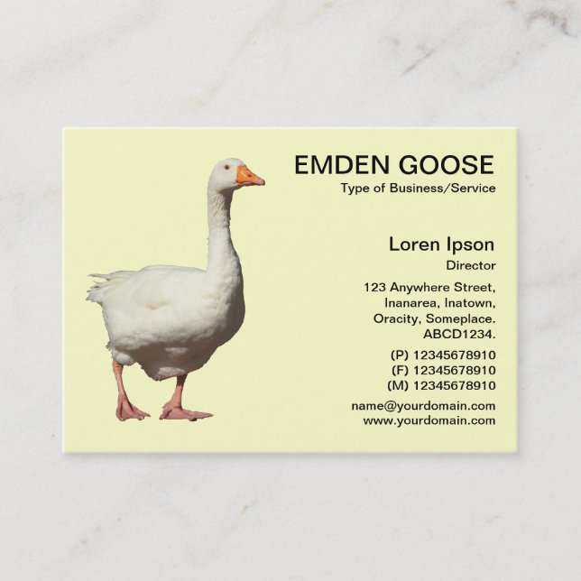 Emden Goose - Pale Yellow Business Card (Front)