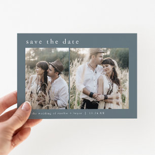 EMELIA 2 Photo Simple Boho Navy Dark Blue Wedding Save The Date