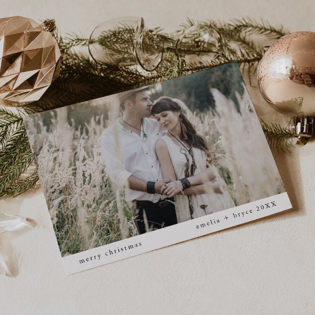 EMELIA Black Simple Family Unique Photo Christmas Holiday Card (EMELIA Black Simple Family Unique Photo Christmas Holiday Card)