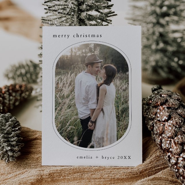 EMELIA Black Simple Modern Family Photo Christmas Holiday Card (EMELIA Black Simple Modern Family Photo Christmas Holiday Card)