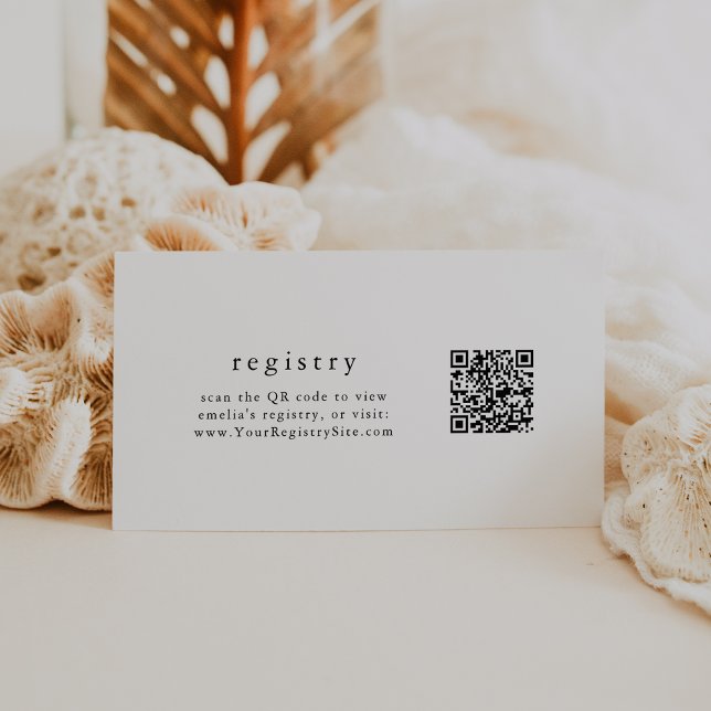 EMELIA Black White Simple QR Code Gift Registry Enclosure Card (EMELIA Black White Simple QR Code Gift Registry Enclosure Card)