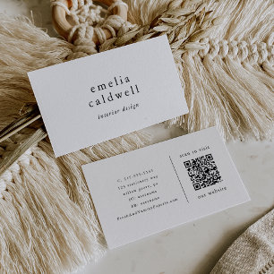 EMELIA Boho Minimalist Unique Chic Neutral QR Code Business Card