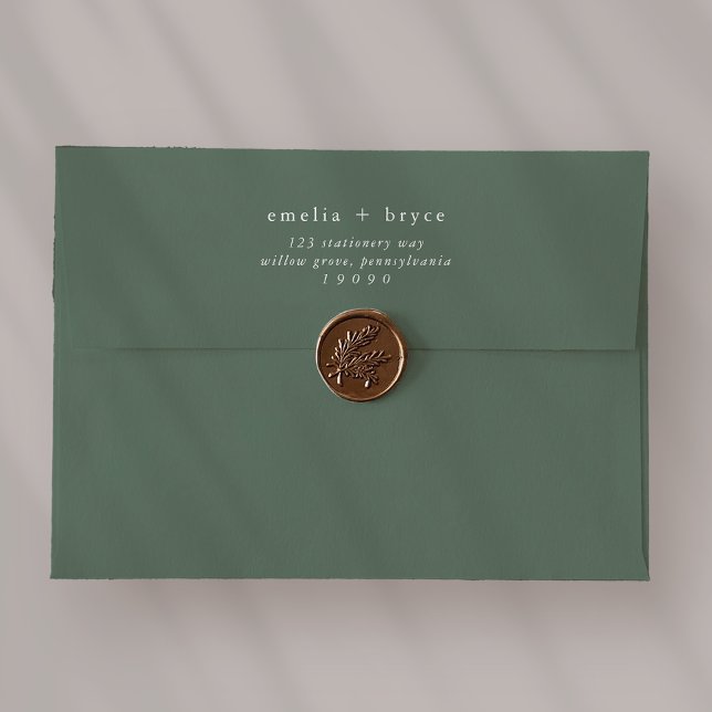 EMELIA Boho Sage Enveloppe Faire-part de mariage v (EMELIA Boho Sage Green Wedding Invitation Envelope)