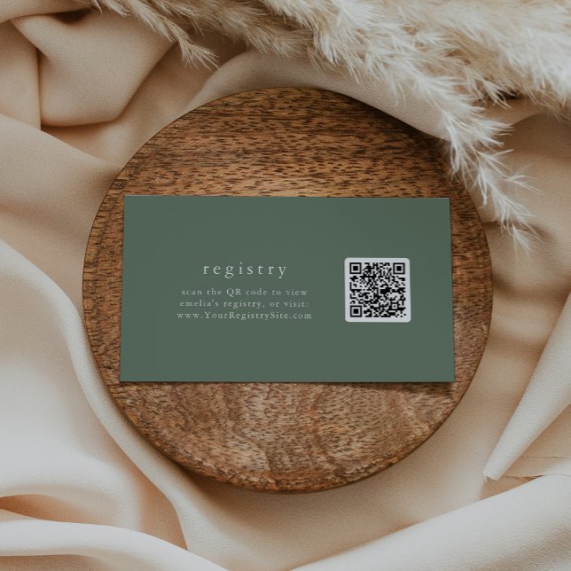 EMELIA Forest Sage Green QR Code Gift Registry Enclosure Card (EMELIA Forest Sage Green QR Code Gift Registry Enclosure Card)