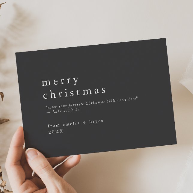 EMELIA Grey Easy Bible Verse Religious Christmas Holiday Card (EMELIA Gray Easy Bible Verse Religious Christmas Holiday Card)