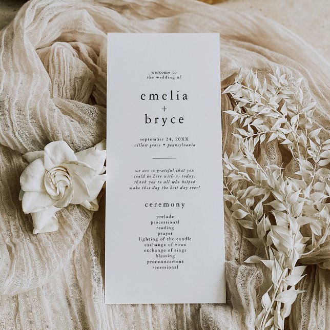 EMELIA Minimalist Unique Neutral Rustic Wedding Program (EMELIA Minimalist Unique Neutral Rustic Wedding Program)