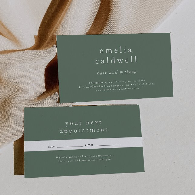 EMELIA Modern Sage Green Small Business Reminder Appointment Card (Creator Uploaded)