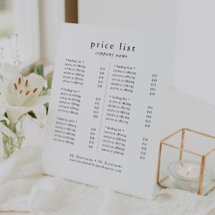 EMELIA Modern Simple Business Services Price List Pedestal Sign