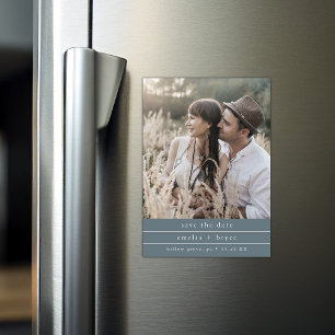 EMELIA Photo Boho Dark Blue Wedding Save the Date Magnetic Invitation