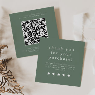 EMELIA Rustic Sage Green Simple Leave A Review Square Business Card