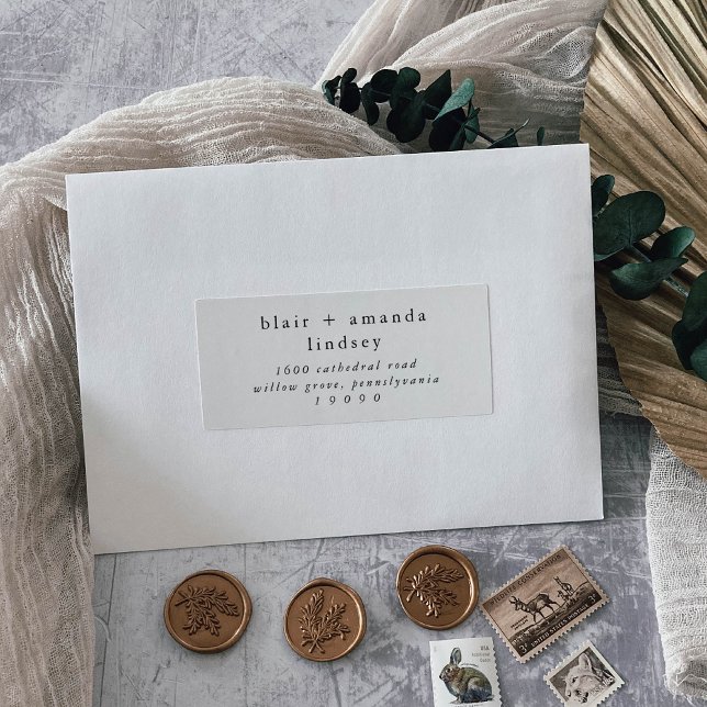 EMELIA Rustic Simple Mariage Étiquettes de adresse (EMELIA Rustic Simple Wedding Guest Address Labels)