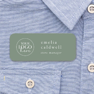 EMELIA Sage Green Company Logo Employee Magnetic Name Tag