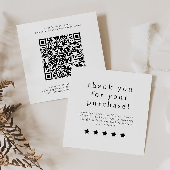 EMELIA Simple Modern Neutral Unique Leave A Review Square Business Card (EMELIA Simple Modern Neutral Unique Leave A Review Square Business Card)